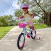 imageJOYSTAR Paris Girls Bike for Ages 38 Years Old 14 16 18 Inch Kids Bike with Training Wheels Basket and Handbrake Multiple ColorsBlue