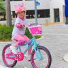 imageJOYSTAR Paris Girls Bike for Ages 38 Years Old 14 16 18 Inch Kids Bike with Training Wheels Basket and Handbrake Multiple ColorsBlue