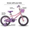 imageJOYSTAR Paris Girls Bike for Ages 38 Years Old 14 16 18 Inch Kids Bike with Training Wheels Basket and Handbrake Multiple ColorsPink