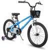 imageJOYSTAR Pluto 12 14 16 18 20 Inch Kids Bike with Light Up Training Wheels Kids Bicycle for Boys Girls Age 312 Years Children Bikes Multiple ColorsBlue