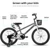 imageJOYSTAR Pluto 12 14 16 18 20 Inch Kids Bike with Light Up Training Wheels Kids Bicycle for Boys Girls Age 312 Years Children Bikes Multiple ColorsCharcoal