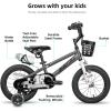 imageJOYSTAR Pluto 12 14 16 18 20 Inch Kids Bike with Light Up Training Wheels Kids Bicycle for Boys Girls Age 312 Years Children Bikes Multiple ColorsCharcoal