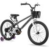 imageJOYSTAR Pluto 12 14 16 18 20 Inch Kids Bike with Light Up Training Wheels Kids Bicycle for Boys Girls Age 312 Years Children Bikes Multiple ColorsCharcoal