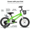 imageJOYSTAR Pluto 12 14 16 18 20 Inch Kids Bike with Light Up Training Wheels Kids Bicycle for Boys Girls Age 312 Years Children Bikes Multiple ColorsGreen