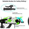 imageJOYSTAR Pluto 12 14 16 18 20 Inch Kids Bike with Light Up Training Wheels Kids Bicycle for Boys Girls Age 312 Years Children Bikes Multiple ColorsGreen