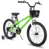 imageJOYSTAR Pluto 12 14 16 18 20 Inch Kids Bike with Light Up Training Wheels Kids Bicycle for Boys Girls Age 312 Years Children Bikes Multiple ColorsGreen