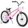 imageJOYSTAR Pluto 12 14 16 18 20 Inch Kids Bike with Light Up Training Wheels Kids Bicycle for Boys Girls Age 312 Years Children Bikes Multiple ColorsPink