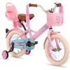 imageJOYSTAR Little Miss Kids Bike for 29 Years Girls 12 14 16 18 Inch Princess Girls Bike with Training Wheels Doll Seat Bike Streamers Toddler Girl Bikes Kids Bicycle Blue Pink WhitePink