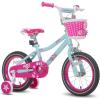 imageJOYSTAR Paris Girls Bike for Ages 38 Years Old 14 16 18 Inch Kids Bike with Training Wheels Basket and Handbrake Multiple ColorsBlue