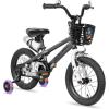 imageJOYSTAR Pluto 12 14 16 18 20 Inch Kids Bike with Light Up Training Wheels Kids Bicycle for Boys Girls Age 312 Years Children Bikes Multiple ColorsCharcoal