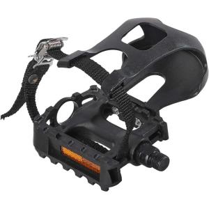 imageDRBIKE Bike Pedals with Toe Clip Cage and Straps for Indoor Bike and Outdoor Bicycles 916 Inch Bicycle Pedals Replacement for MTB Mounatin Stationary Bike 1 Pair Alloy ampamp PPPolypropylene