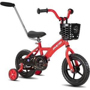 imageJOYSTAR 10 ampamp 12 Inch Kids Bike for Boys and Girls Ages 14 Years Toddler Bike with Training Wheels ampamp Basket Detachable Parent Push Handle Kids Pedal Bike Multiple ColorsRed