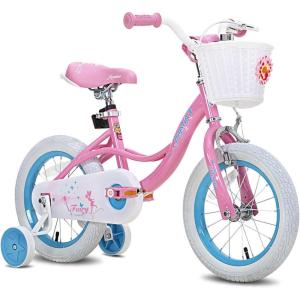 imageJOYSTAR Fairy Girls Bike for Toddlers and Kids Ages 28 Years Old 12 14 16 18 Inch Kids Bike with Training Wheels Handbrake and Basket Toddler Girl Bike Children BicyclePink