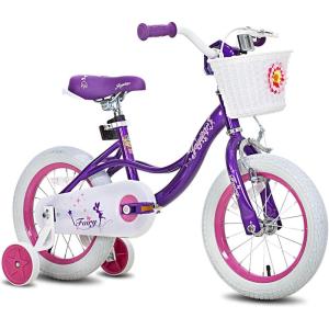 imageJOYSTAR Fairy Girls Bike for Toddlers and Kids Ages 28 Years Old 12 14 16 18 Inch Kids Bike with Training Wheels Handbrake and Basket Toddler Girl Bike Children BicyclePurple