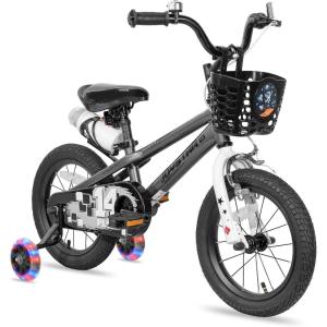 imageJOYSTAR Pluto 12 14 16 18 20 Inch Kids Bike with Light Up Training Wheels Kids Bicycle for Boys Girls Age 312 Years Children Bikes Multiple ColorsCharcoal