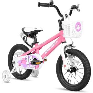 imageJOYSTAR Pluto 12 14 16 18 20 Inch Kids Bike with Light Up Training Wheels Kids Bicycle for Boys Girls Age 312 Years Children Bikes Multiple ColorsPink