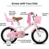 imageJOYSTAR 12 14 16 Inch Kids Bike with Training Wheels Girls Bike with Doll Seat Basket ampamp Streamers Kids Bicycle for Girls 27 Years Toddler Girl BikesWhite