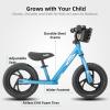 imageJOYSTAR 1214 Inch Kids Balance Bike for 18months5 Years Old Boys Girls Lightweight Toddler Balance Bikes with Footrest and Handlebar Basket or Doll SeatBlue