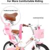 imageJOYSTAR Kids Bike for 27 Years Girls Boys wo Dual Handbrake 12 14 16 Inch Princess Girls Bike with Training Wheels Doll Seat Streamers Boys Bikes with Flag ampamp Water Bottle Kids BicycleWhite