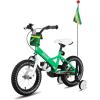 imageJOYSTAR Kids Bike for 27 Years Girls Boys wo Dual Handbrake 12 14 16 Inch Princess Girls Bike with Training Wheels Doll Seat Streamers Boys Bikes with Flag ampamp Water Bottle Kids BicycleZGreen