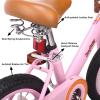 imageJOYSTAR Vintage 12 14 16 Inch Kids Bike with Training Wheels ampamp Basket Girls Bike Ages 27 Years Old Toddler Bikes for Girls Beige Green PinkPink