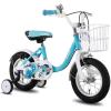 imageJOYSTAR Flower Girls Bike for Toddlers and Kids Ages 27 Year Old 12 14 16 Inch Kids Bike with Training Wheels Dual Handbrake and Basket Toddler Girl BicycleBlue