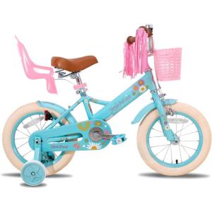 imageJOYSTAR 12 14 16 Inch Kids Bike with Training Wheels Girls Bike with Doll Seat Basket ampamp Streamers Kids Bicycle for Girls 27 Years Toddler Girl BikesBlue