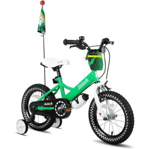 imageJOYSTAR Kids Bike for 27 Years Girls Boys wo Dual Handbrake 12 14 16 Inch Princess Girls Bike with Training Wheels Doll Seat Streamers Boys Bikes with Flag ampamp Water Bottle Kids BicycleZGreen
