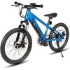 imageJOYSTAR Electric Bike for Kids Teens Ages 7 with 250W Brushless Motor 15 Miles 15MPH Electric Mountain Bicycle with Removable Battery Safe Mini Ebikes with Dual Disc Brakes Multiple ColorsBlue
