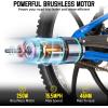 imageJOYSTAR Electric Bike for Kids Teens Ages 7 with 250W Brushless Motor 15 Miles 15MPH Electric Mountain Bicycle with Removable Battery Safe Mini Ebikes with Dual Disc Brakes Multiple ColorsBlue