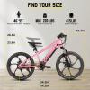 imageJOYSTAR Electric Bike for Kids Teens Ages 7 with 250W Brushless Motor 15 Miles 15MPH Electric Mountain Bicycle with Removable Battery Safe Mini Ebikes with Dual Disc Brakes Multiple ColorsPink