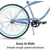 imageJOYSTAR Beach Cruiser Bike 202426 Inch Sizes Perfect for Casual Rides Ergonomic Upright Design Single Speed Simple Coaster BrakeBlue