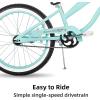 imageJOYSTAR Beach Cruiser Bike 202426 Inch Sizes Perfect for Casual Rides Ergonomic Upright Design Single Speed Simple Coaster BrakeMint Green
