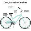 imageJOYSTAR Beach Cruiser Bike 202426 Inch Sizes Perfect for Casual Rides Ergonomic Upright Design Single Speed Simple Coaster BrakeMint Green