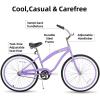 imageJOYSTAR Beach Cruiser Bike 202426 Inch Sizes Perfect for Casual Rides Ergonomic Upright Design Single Speed Simple Coaster BrakePurple