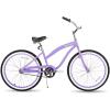 imageJOYSTAR Beach Cruiser Bike 202426 Inch Sizes Perfect for Casual Rides Ergonomic Upright Design Single Speed Simple Coaster BrakePurple