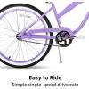 imageJOYSTAR Beach Cruiser Bike 202426 Inch Sizes Perfect for Casual Rides Ergonomic Upright Design Single Speed Simple Coaster BrakePurple