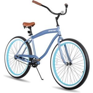imageJOYSTAR Beach Cruiser Bike 202426 Inch Sizes Perfect for Casual Rides Ergonomic Upright Design Single Speed Simple Coaster BrakeBlue