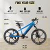 imageJOYSTAR 20 Inch Electric Bike for Kids Teens Ages 7 with 250W Brushless Motor 15 Miles 15MPH Electric Mountain Bicycle with Removable Battery Safe Mini Ebikes with Dual Disc BrakesBlue