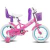 imageJOYSTAR Kids Bike 12 Inch Girls Bike with Training Wheels Doll Seat Basket ampamp Streamers Princess Kids Bicycle for Girls Toddler of 34 Years Toddler Girl Bikes Fuchsia