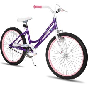 imageJOYSTAR 20 24 Inch Girls Bike for Kids Ages 612 Years Old 20 Inch Kids Bike with Training Wheels ampamp Basket 24 Girls Bicycle with Handbrake ampamp KickstandPurple