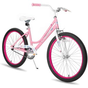 imageJOYSTAR 20 24 Inch Girls Bike for Kids Ages 612 Years Old 20 Inch Kids Bike with Training Wheels ampamp Basket 24 Girls Bicycle with Handbrake ampamp KickstandCherry Pink