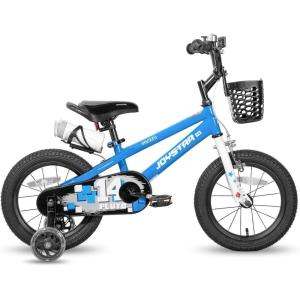 imageJOYSTAR Lomand 18 Inch Kids Bike with Training Wheels 18Inch Bike for Ages 58 Year Old Boys Girls Children BMX Bicycle Blue