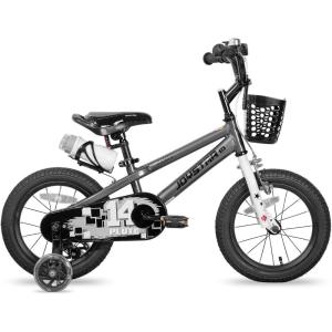 imageJOYSTAR Lomand Kids Bike 14 Inch BMX Style Children Bicycles with Training Wheels for Boys Girls Age 35 Years Gray