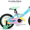 image:imageJOYSTAR 12 14 16 Inch Kids Bike for 27 Years Girls 3353 Inch Tall Toddler Girls Bike with Training Wheels Rainbow Bikes Children Bicycle MacaroonMacaroon Blue
