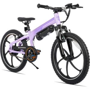 image:imageJOYSTAR 20 Inch Electric Bike for Kids Teens Ages 7 with 250W Brushless Motor 15 Miles 155MPH Electric Mountain Bicycle with Removable Battery Children Ebikes with Dual VBrakesPurple