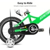 image:imageJOYSTAR Little Daisy Kids Bike for Girls Boys Ages 210 Years 12 14 16 20 Inch Girls Bikes with Doll Bike Seat amp Streamers Boys Bike with Flag amp Number Plate Multiple ColorsLittleRockGreen