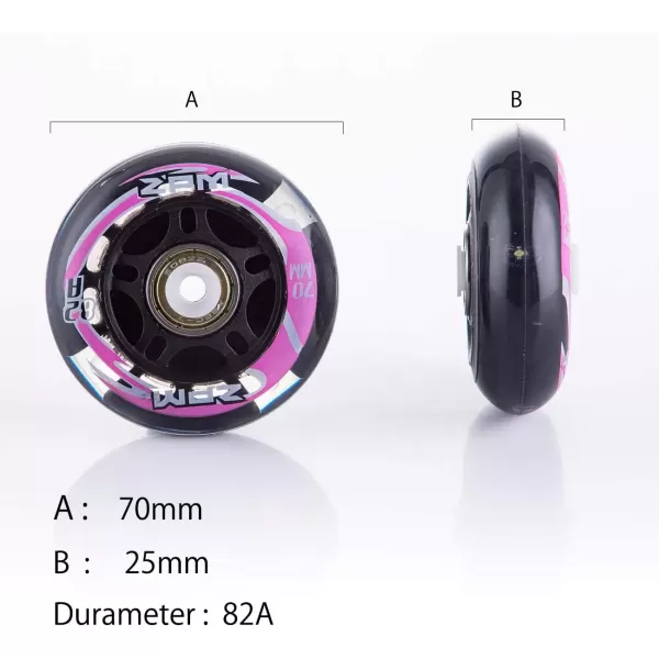 image2PM SPORTS Inline Skate Replacement Wheels with White Light82A 76mm  70mm Pu Wheels with ABEC7 Bearings Pack of 4