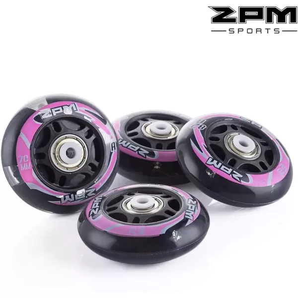 image2PM SPORTS Inline Skate Replacement Wheels with White Light82A 76mm  70mm Pu Wheels with ABEC7 Bearings Pack of 4