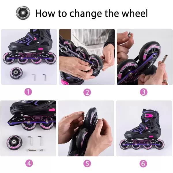 image2PM SPORTS Inline Skate Replacement Wheels with White Light82A 76mm  70mm Pu Wheels with ABEC7 Bearings Pack of 4